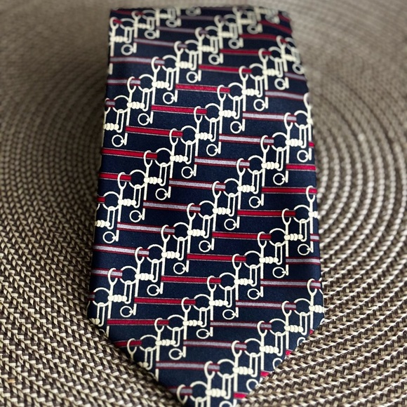 VTG RENE’ CHAGAL HAND MADE SILK TIE BEAUTIFUL RANDOM PATTERN NAVY 60” by 4” - Picture 1 of 5